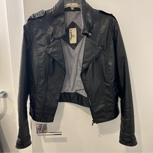 JKT brand vegan moto black jacket, M